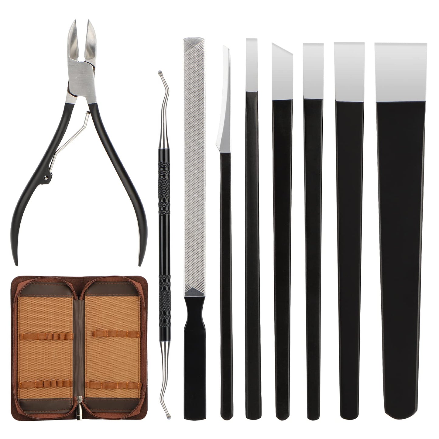 Segbeauty 9pcs Pedicure Knife Set, High Manganese Steel Foot File Set with Storage Bag, Ingrown Toenail Blade Tool for Cuticle Remover Callus Shavers Corn, Professional Foot Repair Sharp Blade Kit