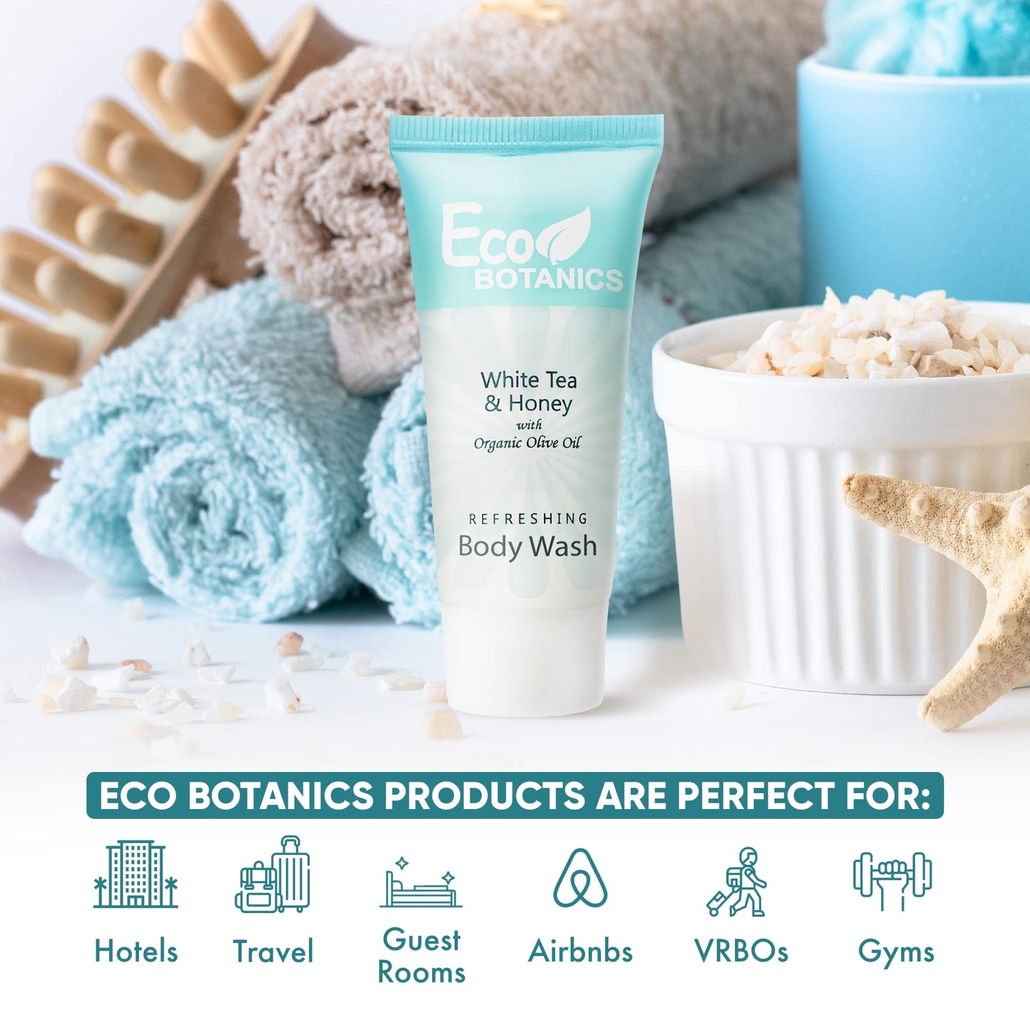 Eco Botanics Travel-Size Hotel Body Wash Soap, 0.85 oz. (Case of 300)