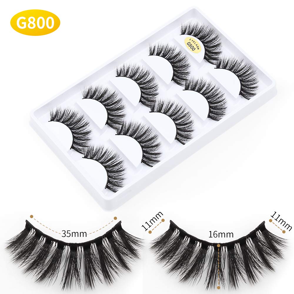 Vayator 10 Pairs/Set 3D Mink Lashes Natural False Eyelashes Dramatic Volume Fake Lashes Makeup Eyelash Extension Silk Eyelashes (G800)