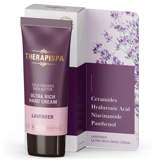 THERAPISPA Ultra Rich Hand Cream - Luxurious Hydration and Healing with Ceramides, Hyaluronic Acid, Niacinamide (B3), Panthenol (B5), and Shea Butter for Dry Skin (Lavender, 1.7 fl oz, Pack of 1)