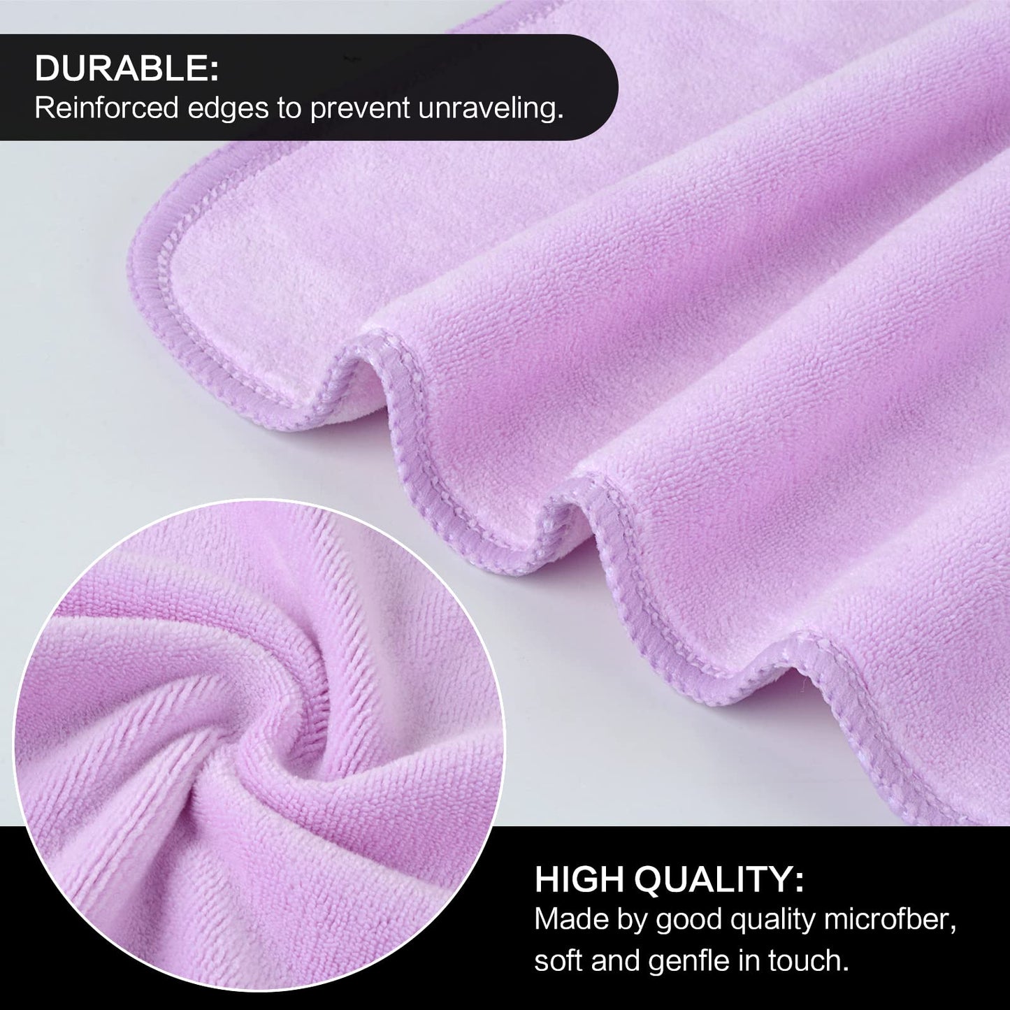 SINLAND Microfiber Facial Cloths Fast Drying Washcloth 12inch x 12inch Light purple 2 pack