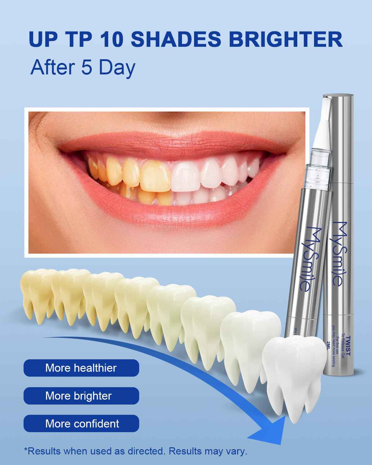 MySmile 30+ Treatment Teeth Whitening Pen With Teeth Whitening Accelerator Light Enamel Safe Tooth Whitening Gel for Teeth Sensitive-10 Min Fast Whitening Teeth-Helps to Remove Stains from Coffee, Smo