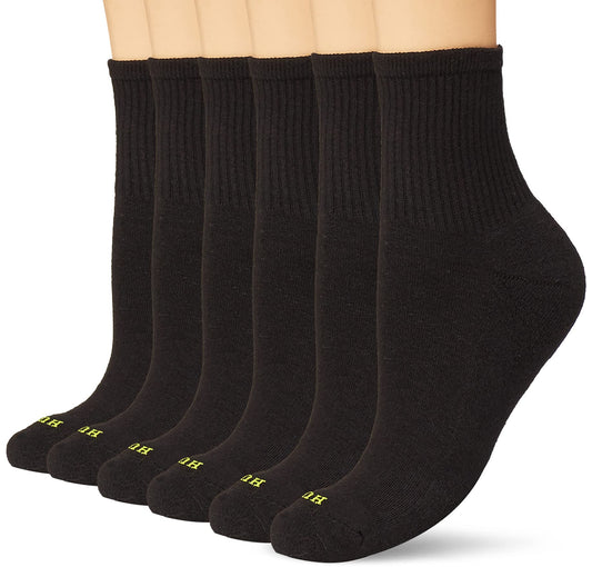 Hue Women's Mini Crew Sock 6-Pack, Black, One Size