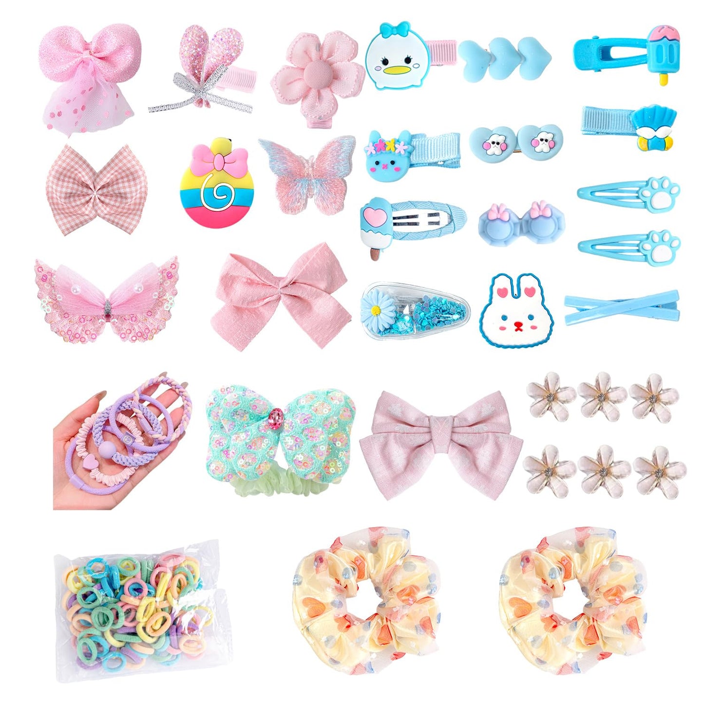 Qopoto Hair Accessories Kit for Girls Including Hair Clips, Hair Barrettes, Hair Ties, Hair Bows - Colorful (138 Pieces)