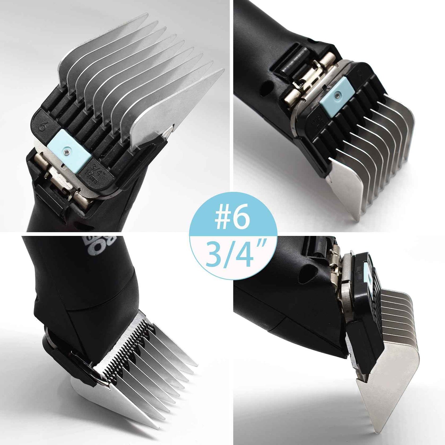 4 Pieces Animal Stainless Steel Attachment Guide Guard Combs for A5 Style Detachable Blade Pet Groomers, 5/8", 3/4", 7/8", 1" Compatible with Wahl KM Series Andis AG BG Oster A5 A6 Animal Clippers