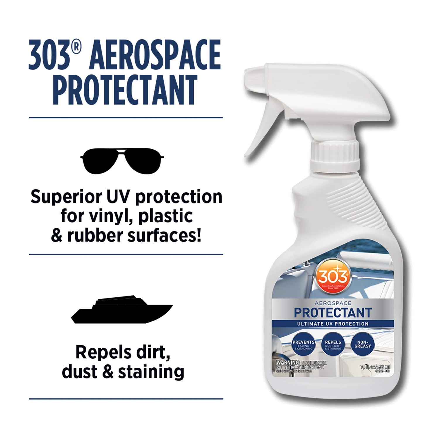 303 Products Marine Aerospace Protectant – UV Protection – Repels Dust, Dirt, & Staining – Smooth Matte Finish – Restores Like-New Appearance – 10 Fl. Oz. (30305)