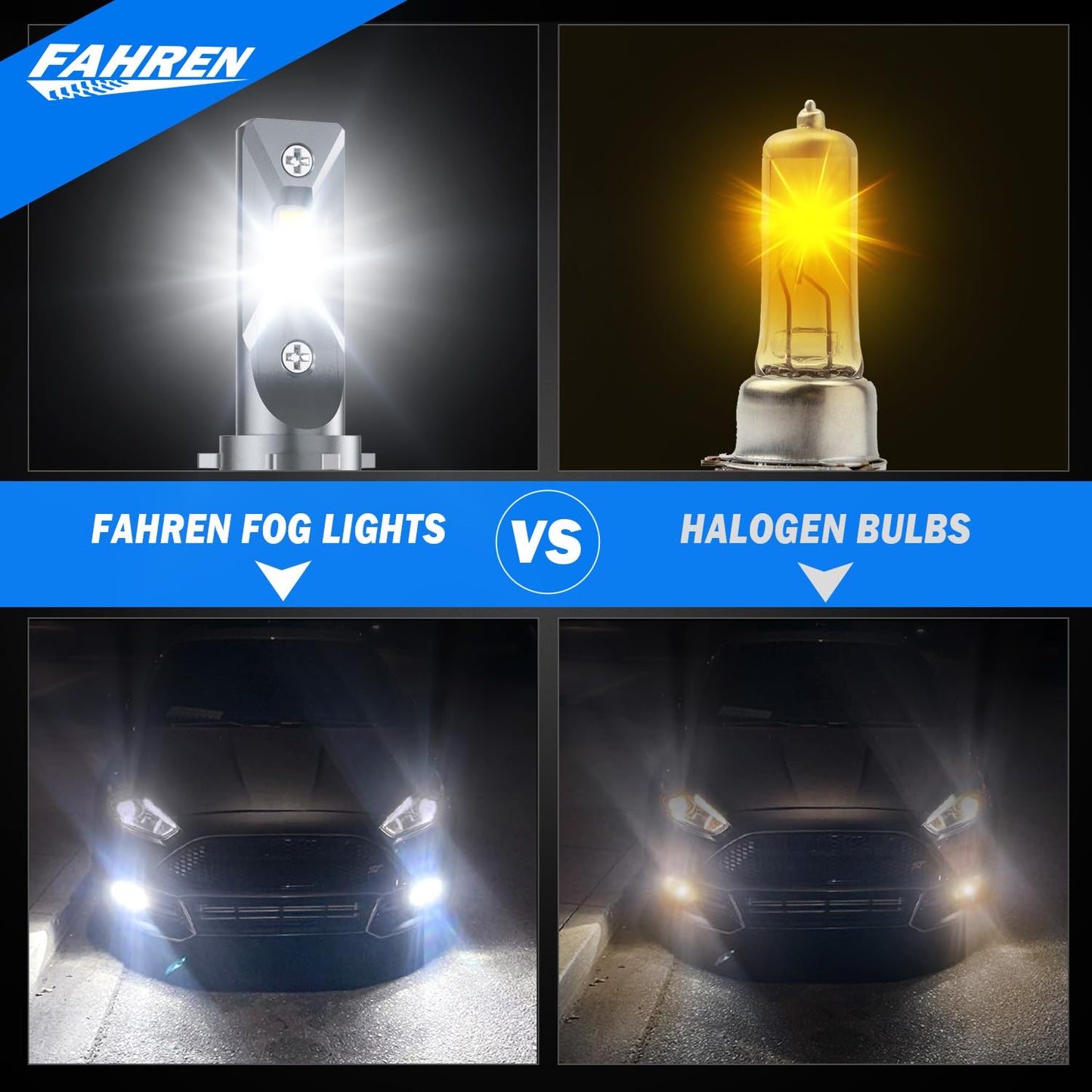 FAHREN H7 Driving Bulbs, 24000LM 6500K Ultra Bright Bulbs H7 Fog Bulbs, IP68 Waterproof Pack of 2