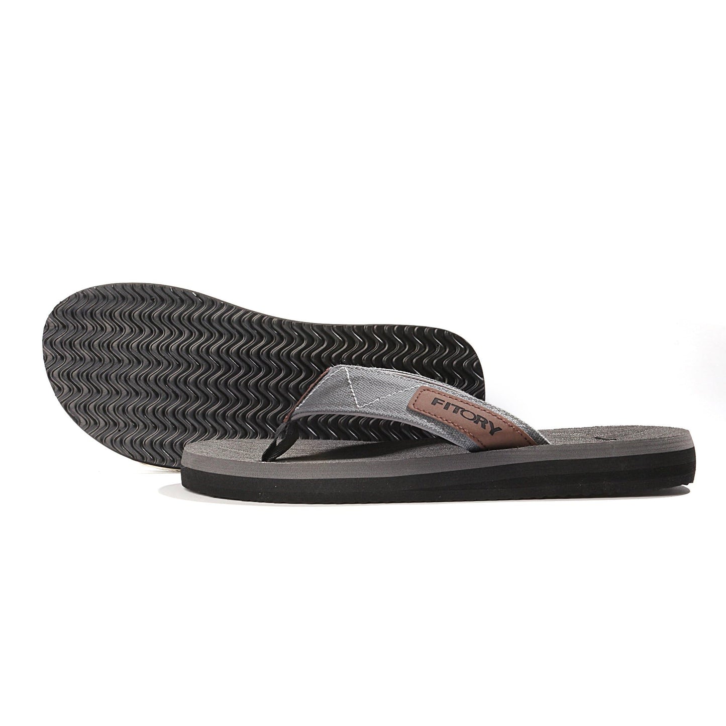 FITORY Men's Flip-Flops, Thongs Sandals Comfort Slippers for Beach Gray Size 6