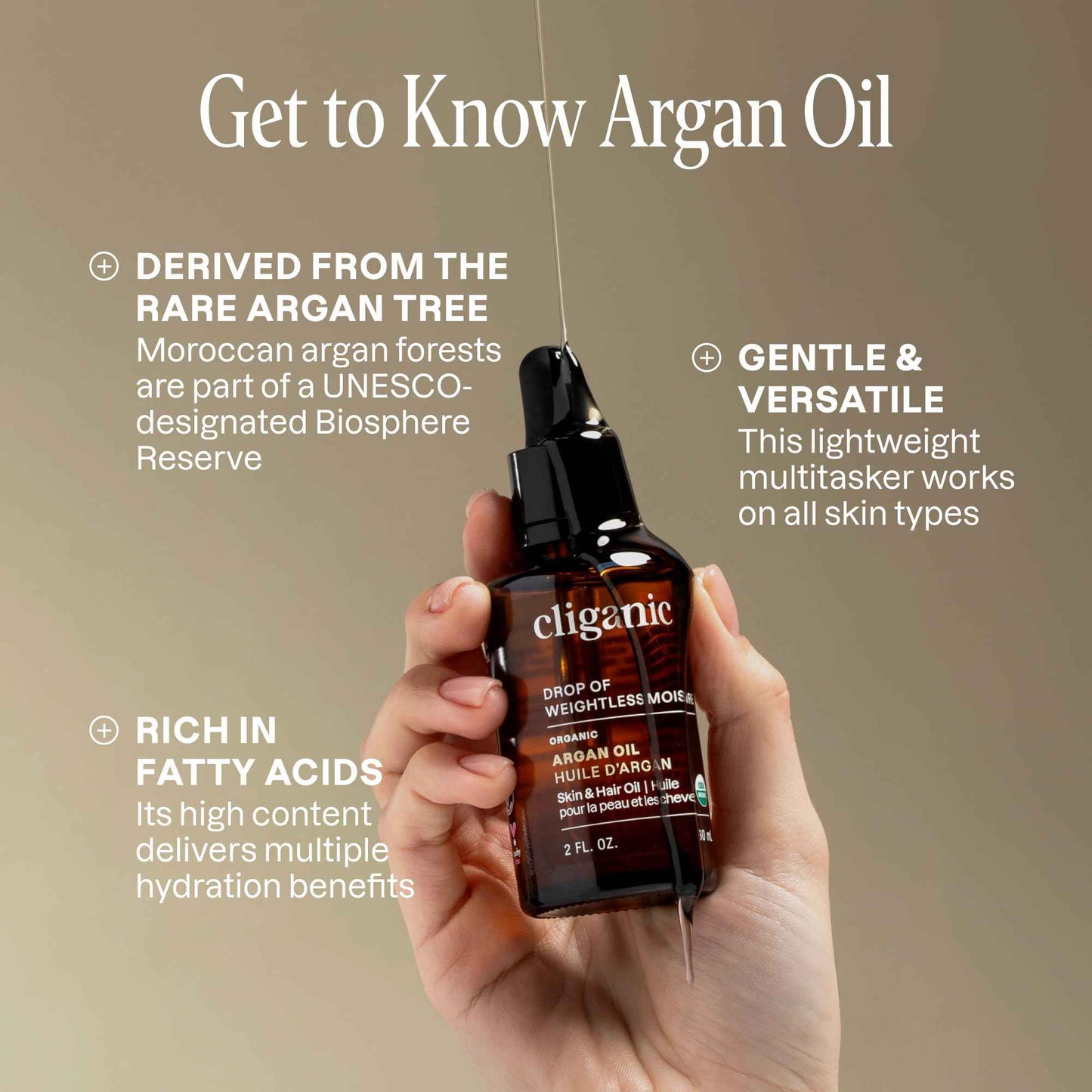 Cliganic Organic Argan Oil 16oz with Pump, 100% Pure | Bulk for Hair, Face & Skin (Packaging May Vary)