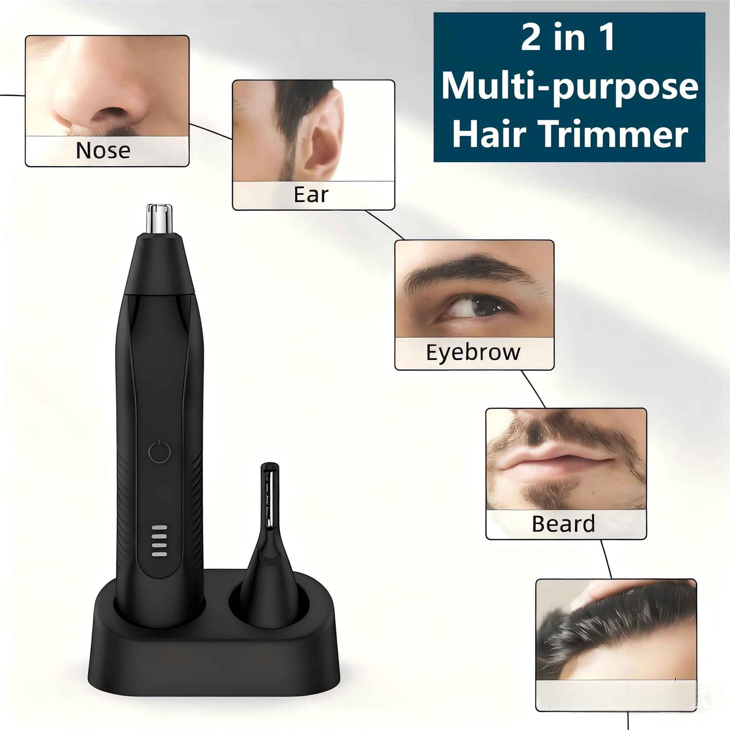 VBXBKC Ear and Nose Hair Trimmer for Men, 2025 Professional Painless USB Rechargeable Eyebrow & Facial Electric Hair Trimmer for Men Women, Powerful Motor, Dual Edge Blades (Black-UC01)