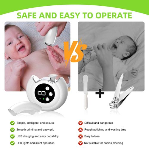 3-in-1 Electric Nail Clipper & Trimmer - 3 Speed Automatic Nail Clippers for Seniors- Rechargeable Fingernail Clipper with LED Light, Portable Fingernail Grinder & Polisher for Women & Men