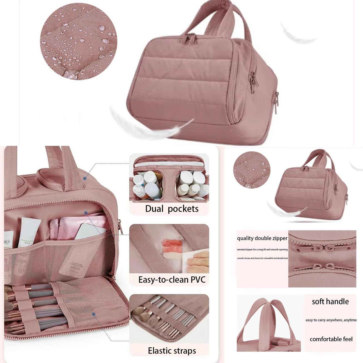 Ptop Toiletry Bag, Travelfree Toiletry Bag, Travel Toiletry Bag, 4-in-1 Multi-functional Wide-Open Travel Cosmetic Bag, Waterproof Dry-Wet Separation(Black)