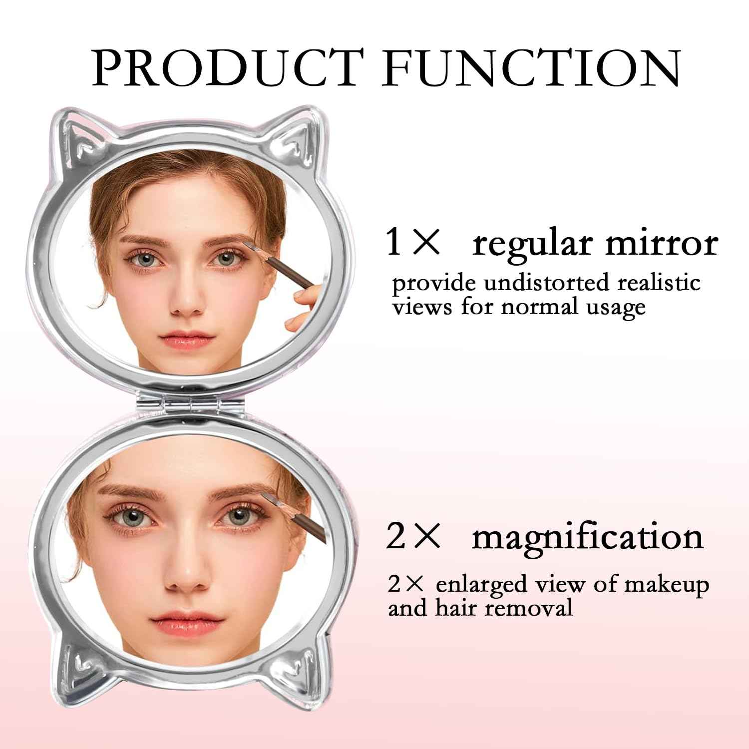 Fixleren Compact Mirror, Travel Makeup Mirror for Handbag Pocket Wallet, Portable Double-Sided Magnifying Cosmetic Mirror for Daily.