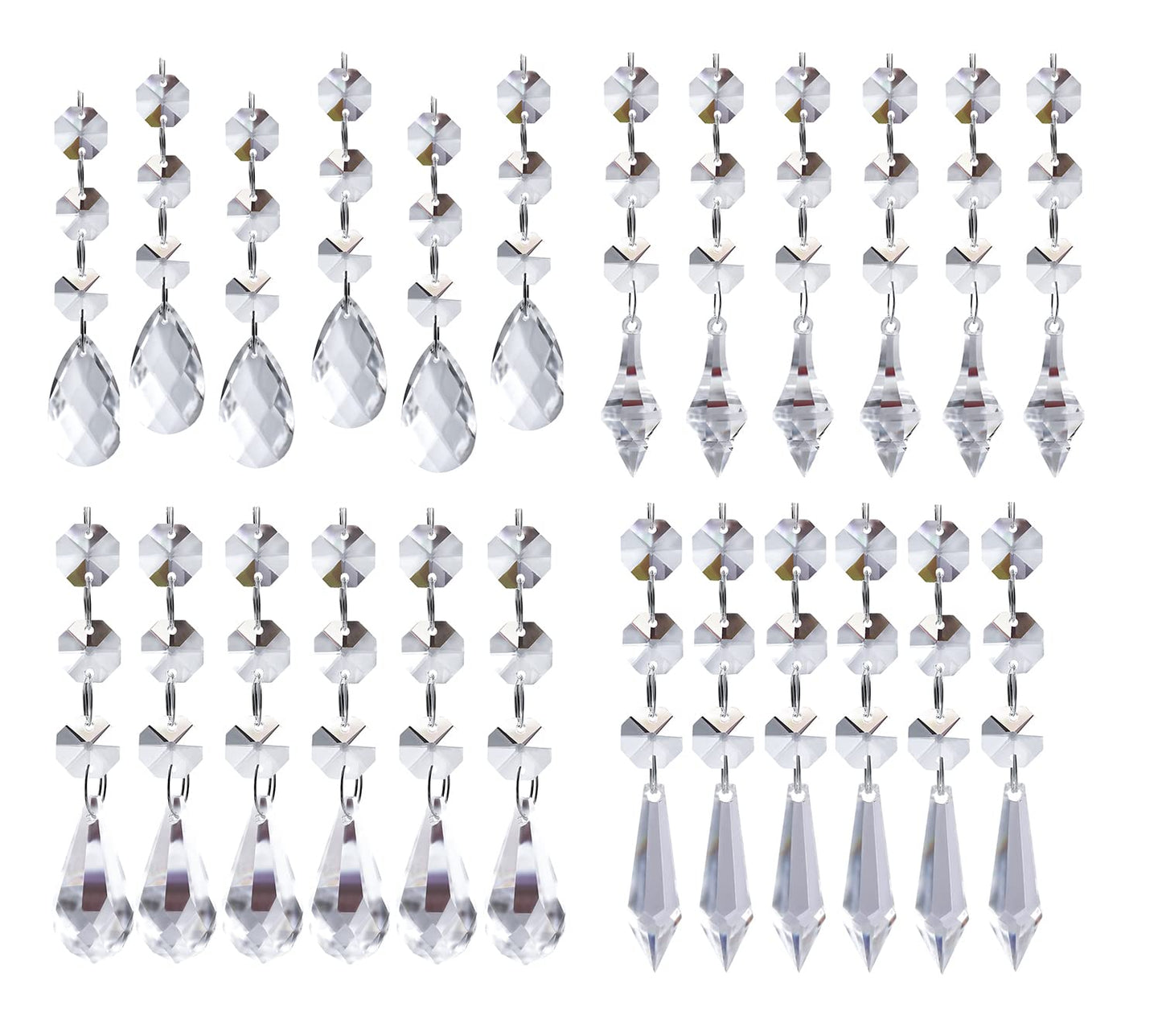 120PCS Clear Acrylic Crystal Beads Drop Christmas Ornaments Tree Decorations Garland Chandelier Hanging Wedding Party Celebration Decor