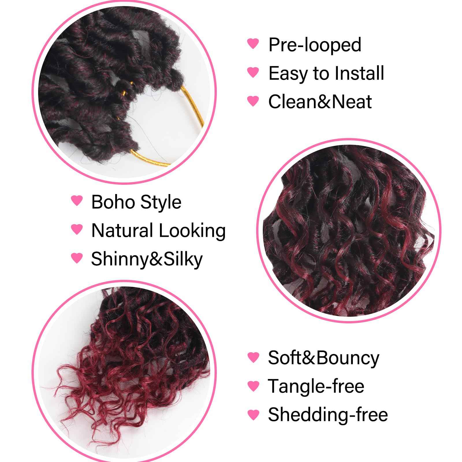 Sosihua Goddess locs crochet hair, 9 packs soft boho faux locs with curly ends bohemian crochet dreads for black women(14Inch,#Tbug)