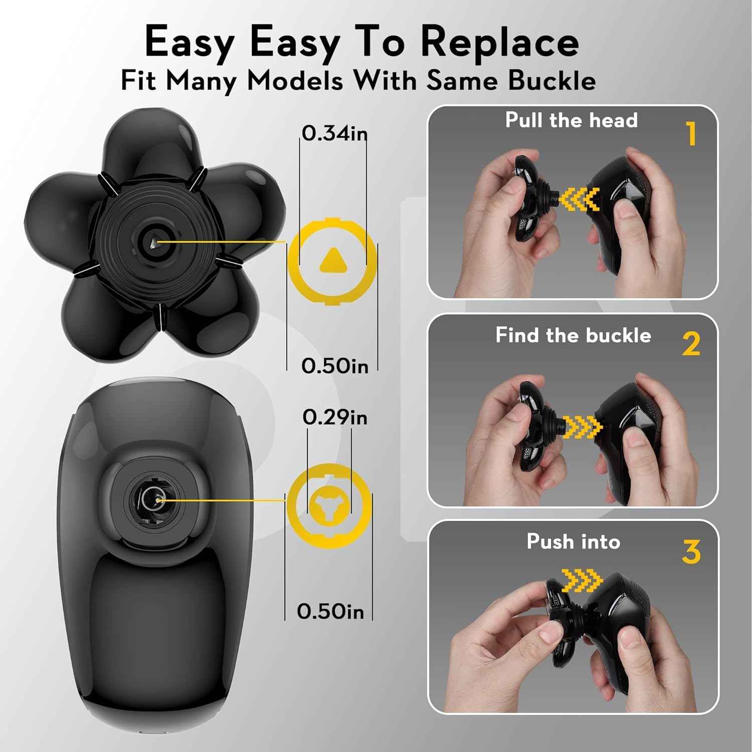 Kibiy Head Shavers Replacement Blades, 6 Blades Head Shaver for Bald Men Replacement, Easy Install Electric Razor Shaver for Model MS-672