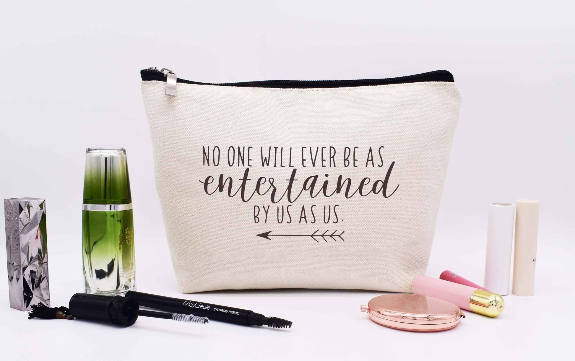Best Friend,BFF,Friendship Present,Thank You Present,Encouragement Gifts for Bestie Soul Sisters,Christmas Gifts-Makeup Bag Cosmetic Bag Travel Pouch-No One Will Ever Be as Entertained by Us as Us