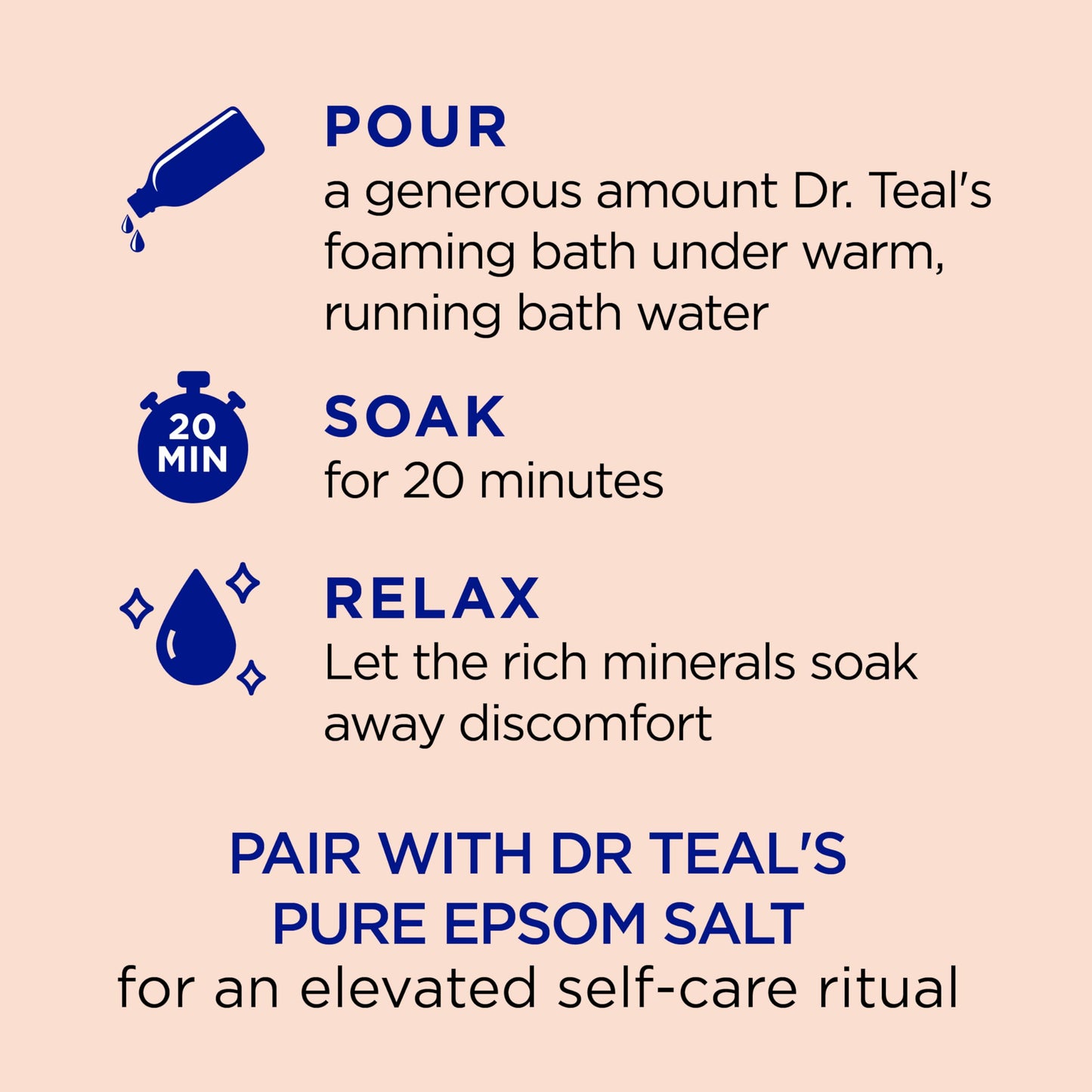 Dr Teal's Foaming Bath with Pure Epsom Salt, Stress Relief with Ginseng & Ginger, 34 fl oz (Pack of 4)