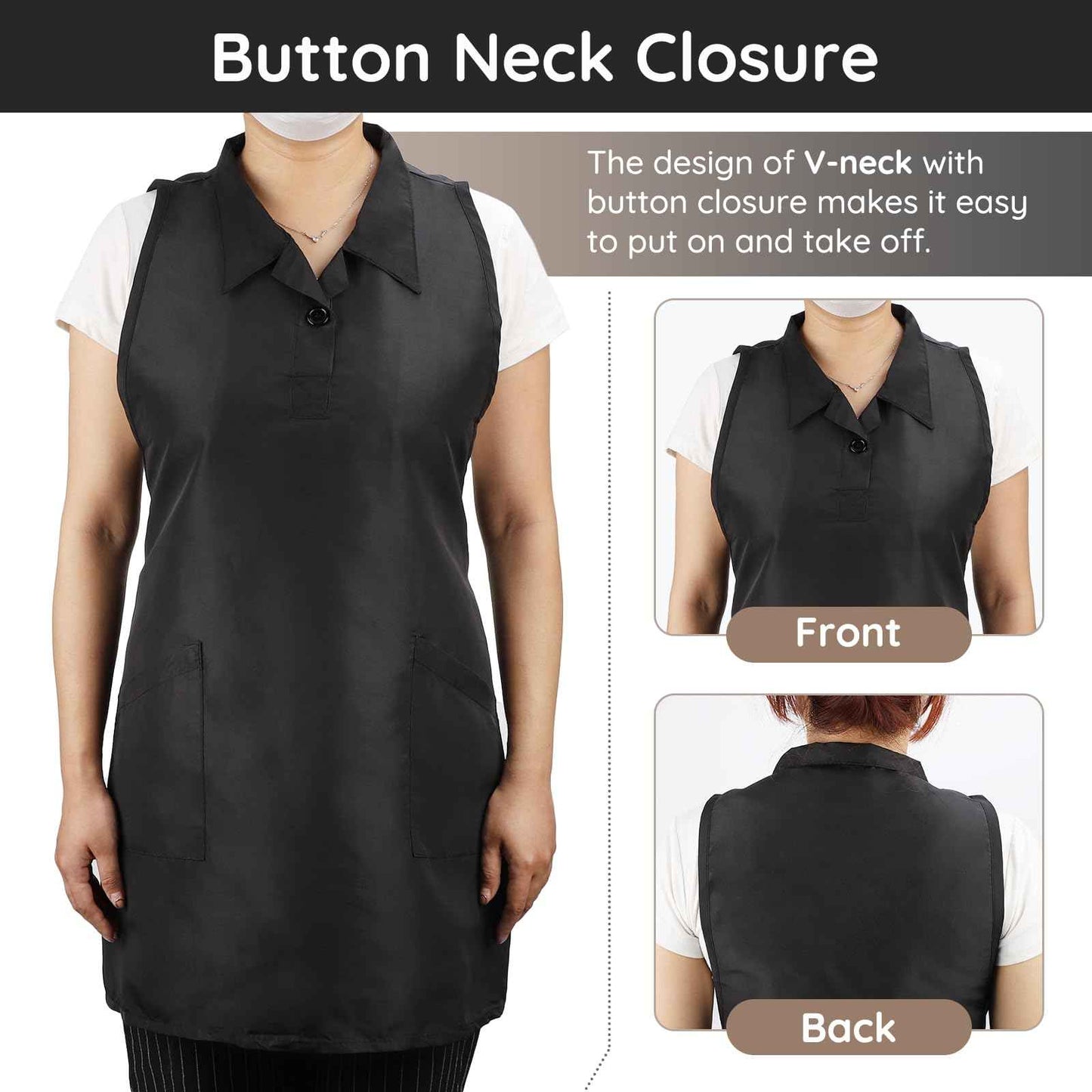 Segbeauty 2pcs Black Hair Stylist Apron for Salon, Barber Cape Hairdresser Vest Apron with Pockets, Hairstylist Aprons for Women Men, Hair Stylist Essentials Supplies Must Haves Work Aprons Medium