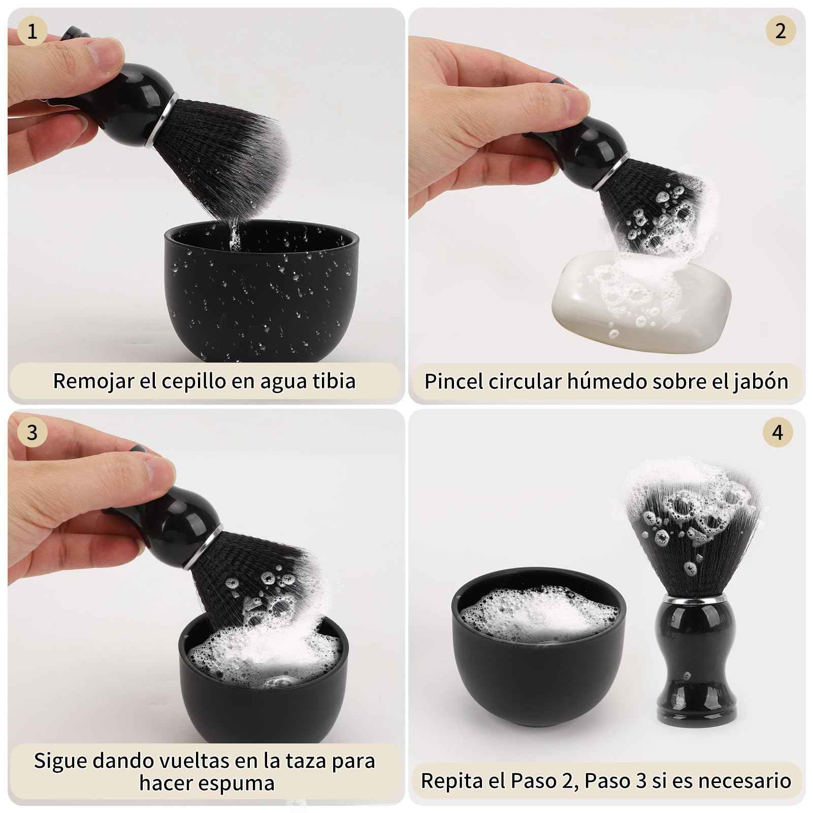 ZJchao Shaving Brush Stand Bowl Set - Men's Wet Shaving Kit with Shaving Bowl, Brush Holder & Stand Shaving (Black)