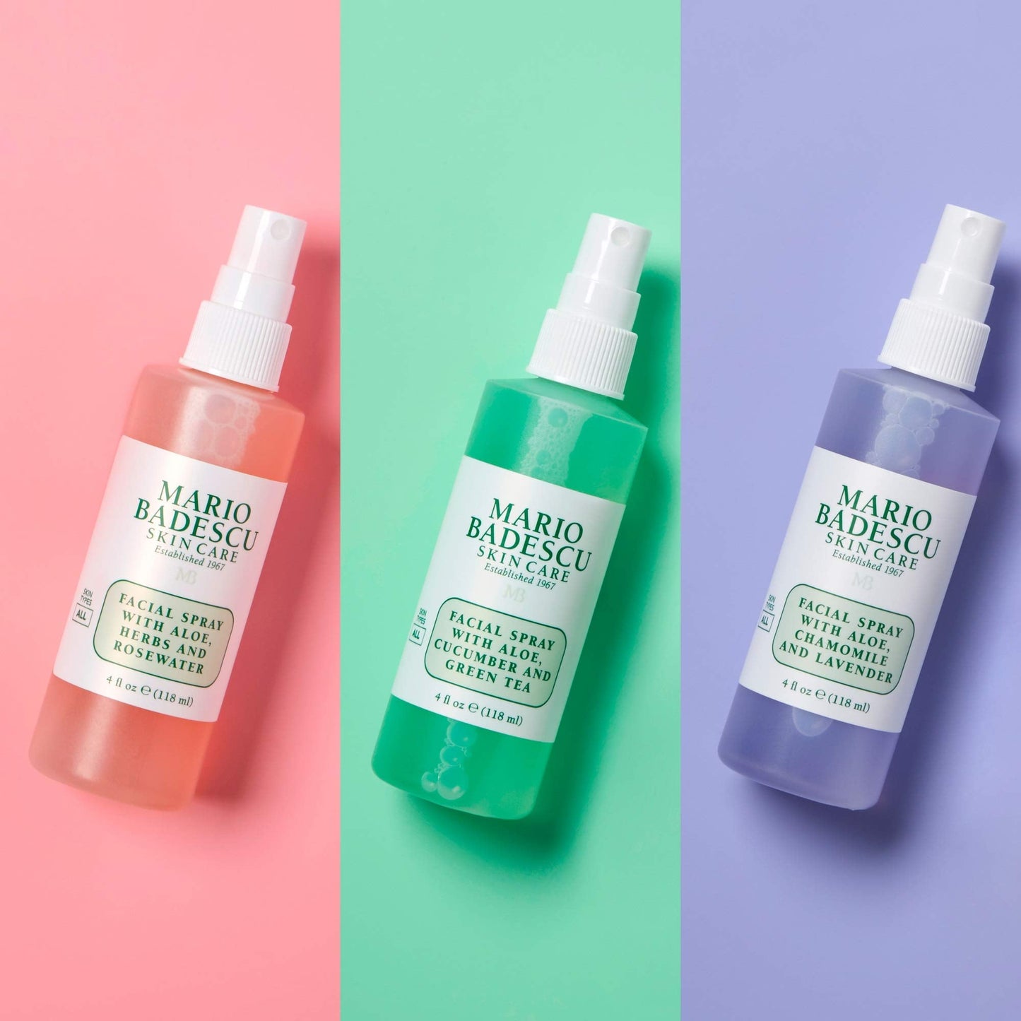 Mario Badescu Facial Spray Trio - Cucumber, Rose, Lavender - Cooling, Hydrating Mists for All Skin Types