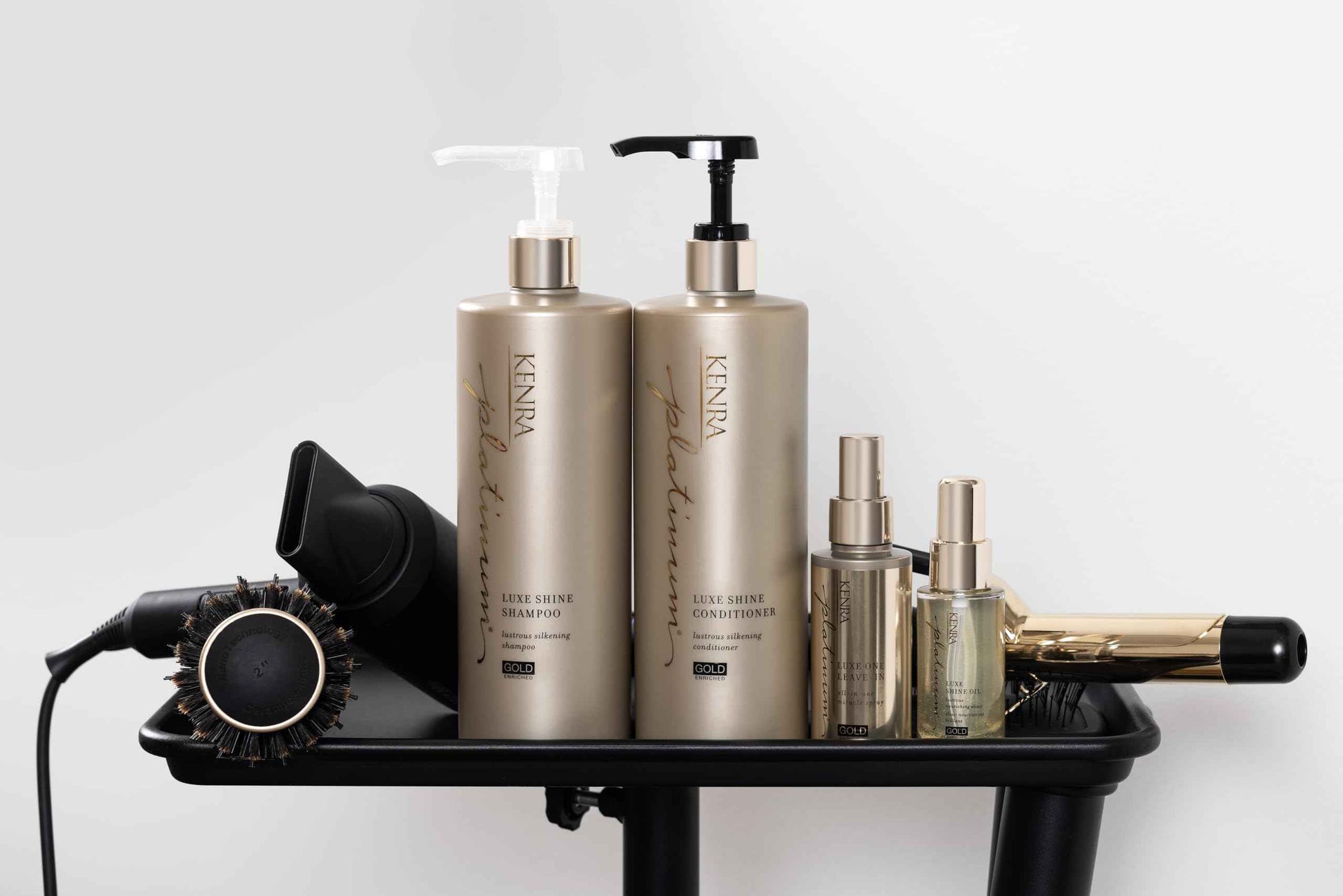 Kenra Professional Platinum Luxe Shine Oil | Gold Enriched Nourishing Elixir |Enhances Shine & Manageability | Thermal Protection Up To 450F | Medium To Coarse Hair | 1.5 fl. Oz