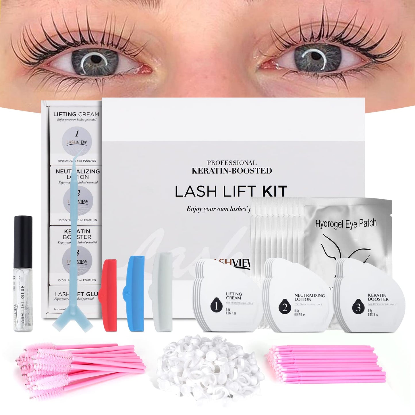 LASHVIEW Lash Lift Kit,Lash Lift,Professional Eyelash Perm Kit,Liquid Set,Semi-Permanent,Curling Perming,Wave Lift Extension Perm Set,10 Times