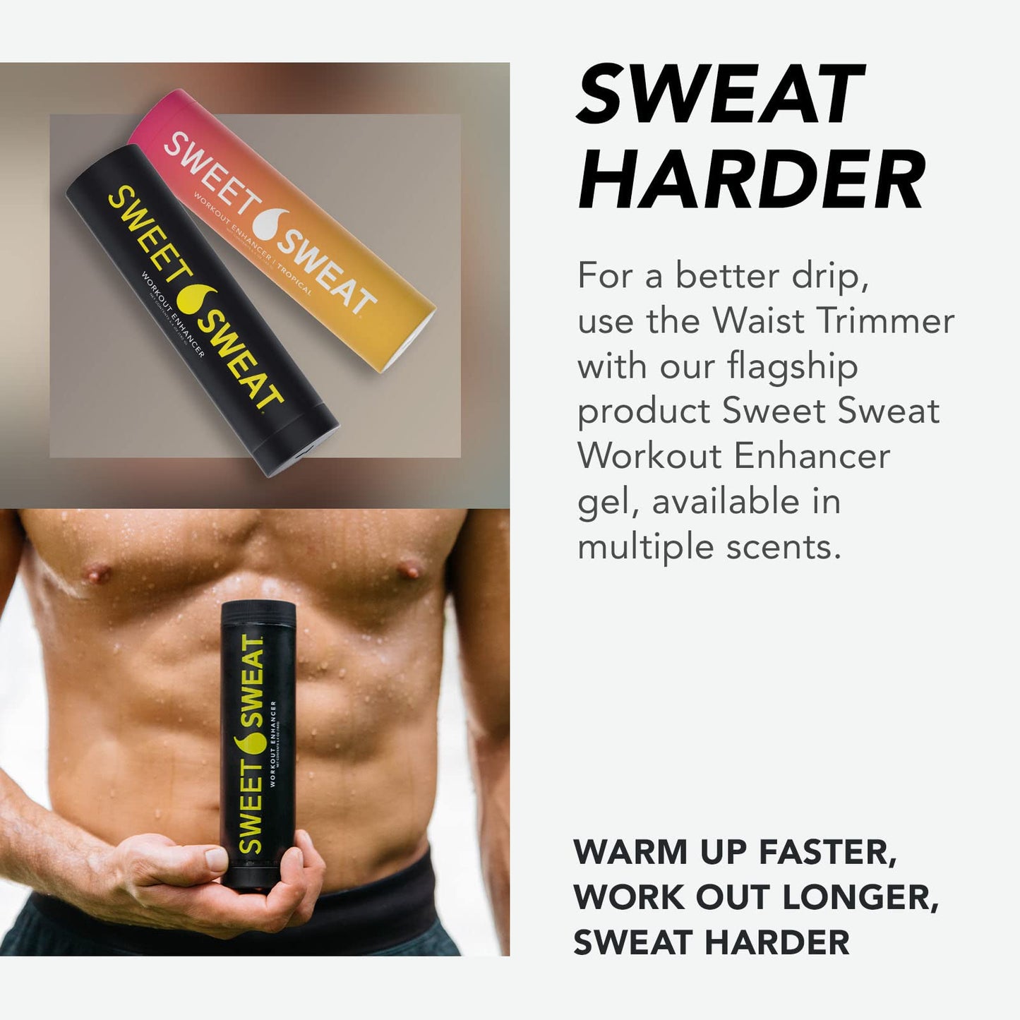 Sweet Sweat Waist Trimmer, by Sports Research - Get More From Your Workout - Sweat Band Increases Stomach Temp to Cut Water Weight - Gym Waist Trainer Belt for Women & Men - Faja para Hacer Ejercicios