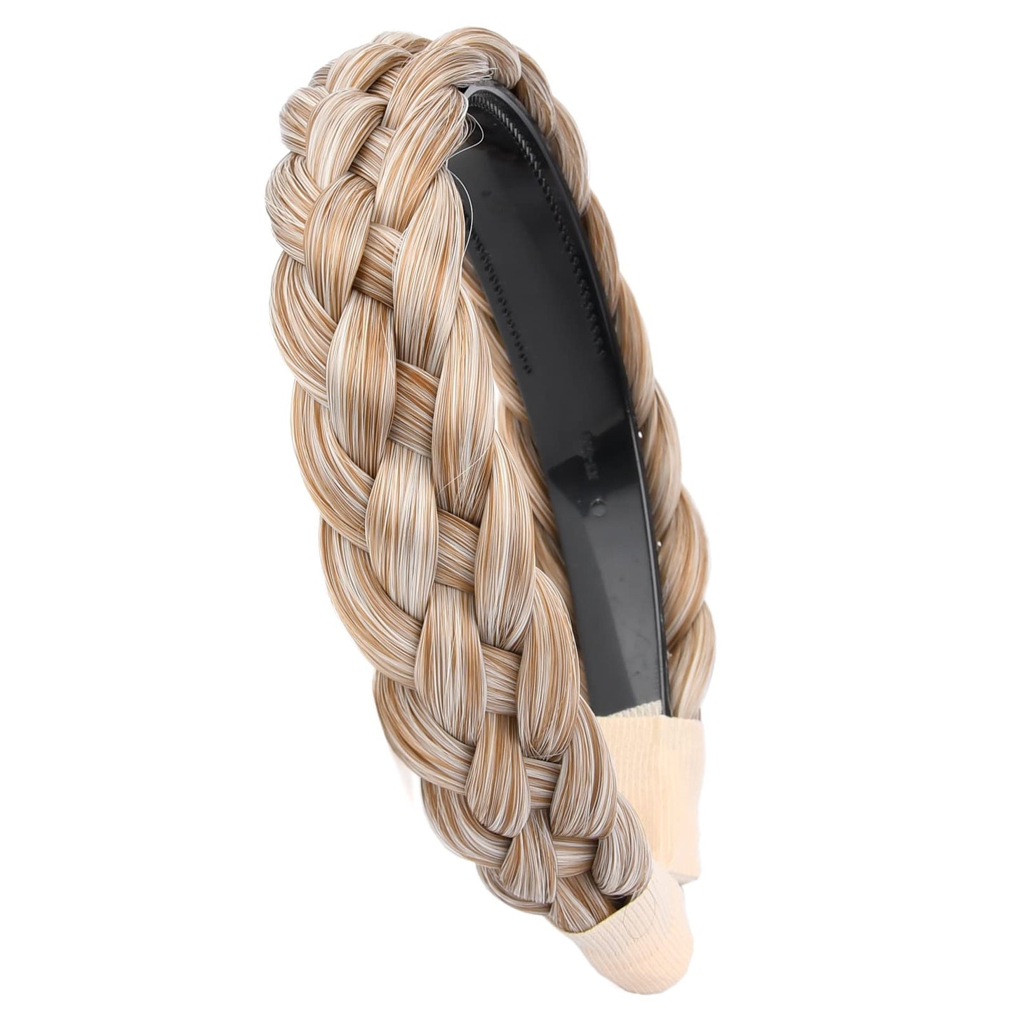 Gledola Wide Braided Headband With Teeth Braids Hairband With Tooth Synthetic Hair Band Plaited Hairband For Women (5-Sandy Blonde)