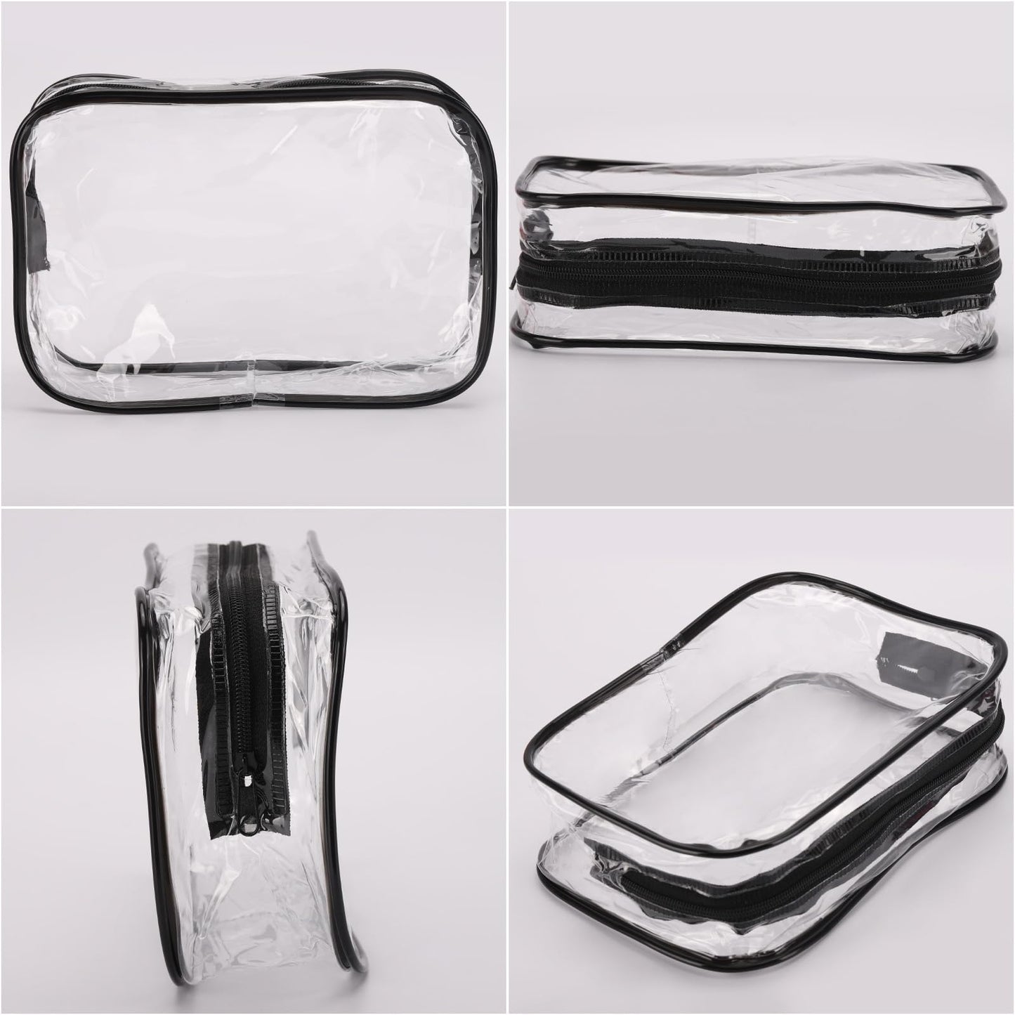 Tbestmax 10 Pcs Clear Cosmetic Bags Small Makeup Bags Portable Waterproof Travel Toiletry Bags Organizer Black, 7.5"x 4.8"x 2.3"
