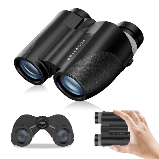 EEDABROS 20x32 Compact Binoculars for Adults and Kids - High Powered Small Binoculars with Low Light Vision - Easy Focus Lightweight Binoculars for Bird Watching Hunting Travel Hiking