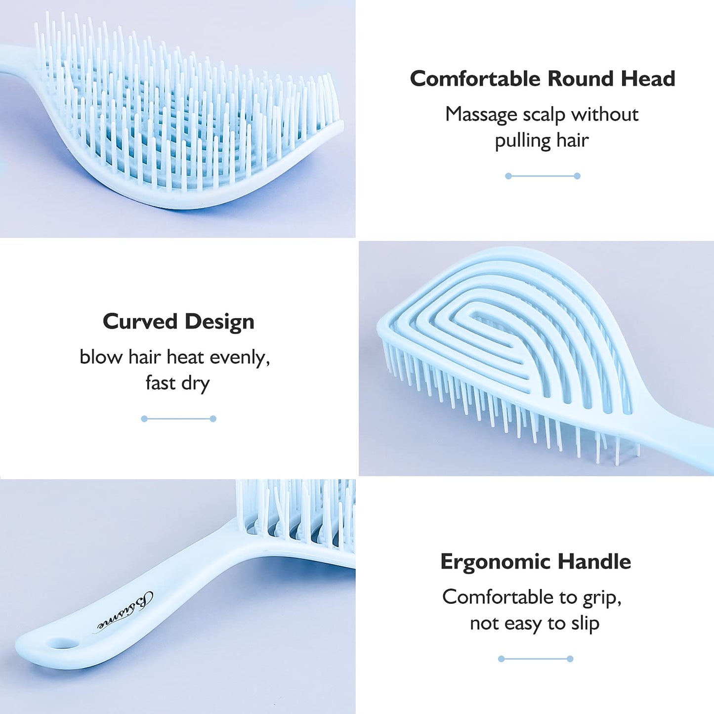 Hair Detangling Brush with Ultra-soft Bristles for All Hair Types - Easily Glides Through Tangles, Vented for Faster Blow Drying (Square)