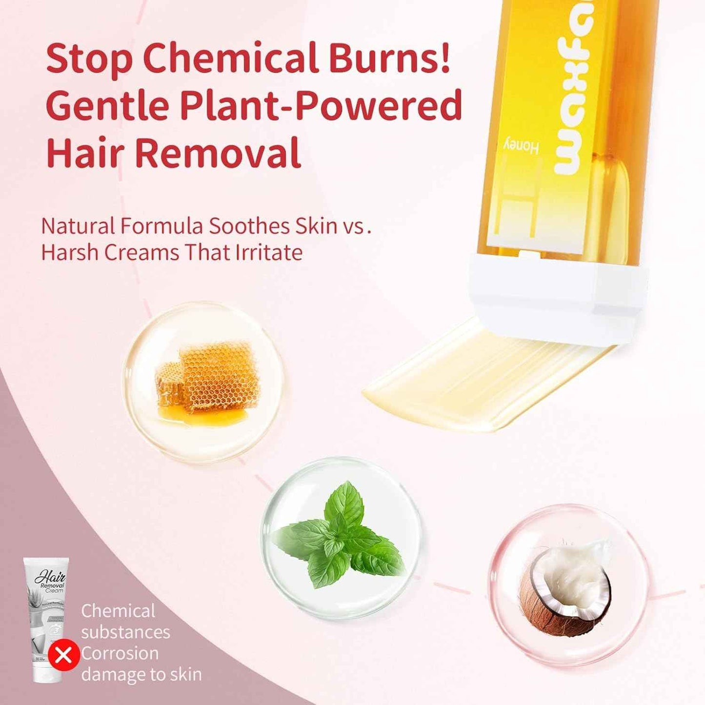 Wax Roller Kit- Easy Use Roll on Wax Kit with 4-6 Weeks Smooth Skin,Hair Remover for Larger Areas of the Body, Beginner-Friendly,with 50 Pcs Strips and 2 wax roller (Honey-2)