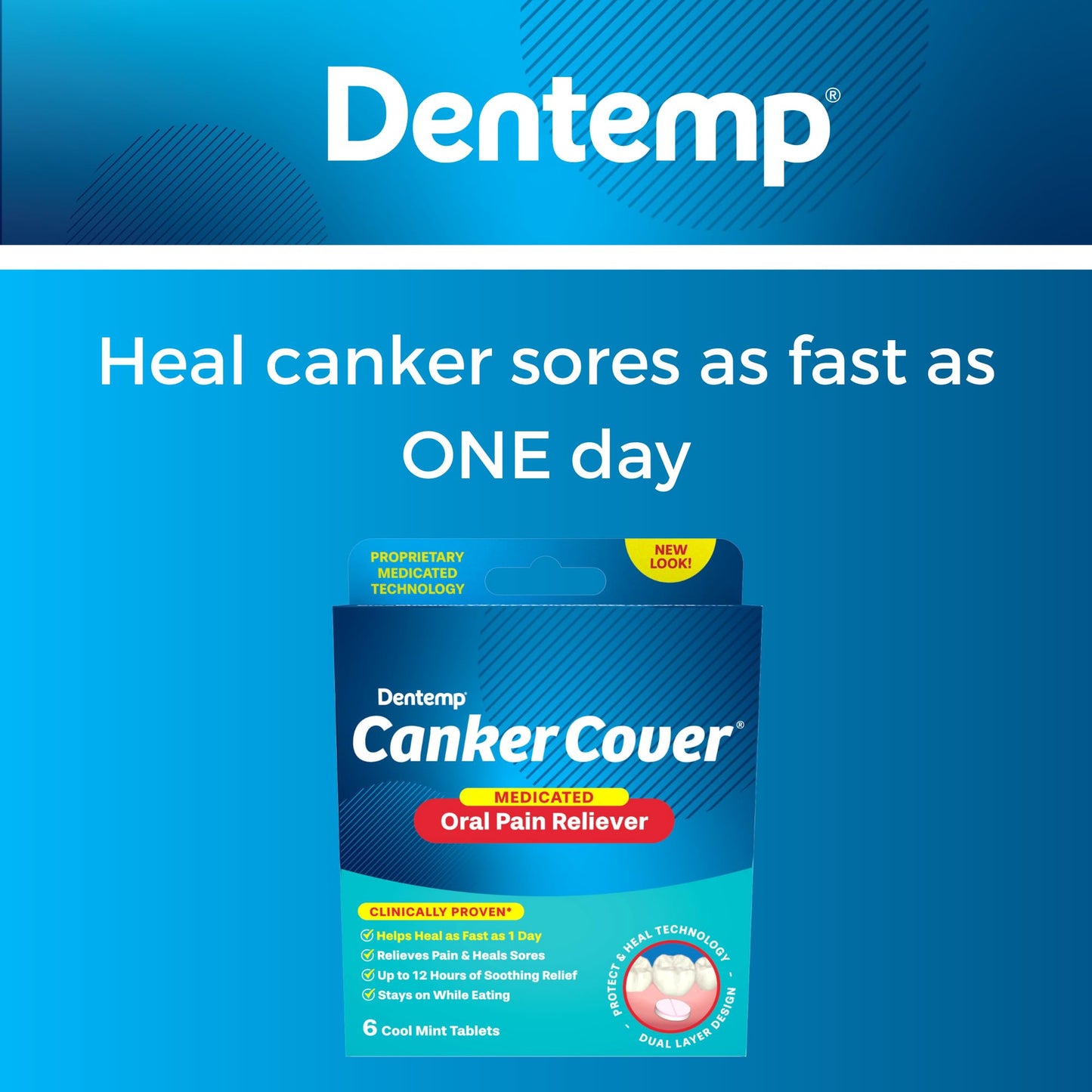 Dentemp Canker Cover - Canker Sore Medicine Pain Reliever (3pack) - Canker Sore Treatment to Relieve Canker Pain, Mouth Sores & Mouth Irritation - Fast Acting Canker Sore Relief Tablets for Adults