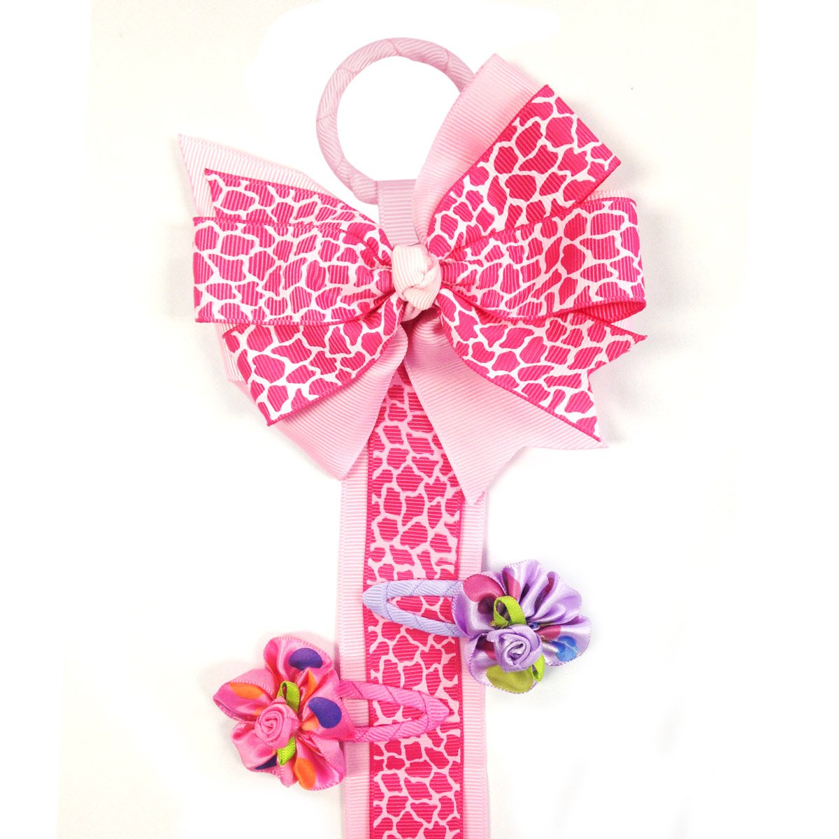 allydrew Hair Clip and Hair Bow Holder, Pink Leopard