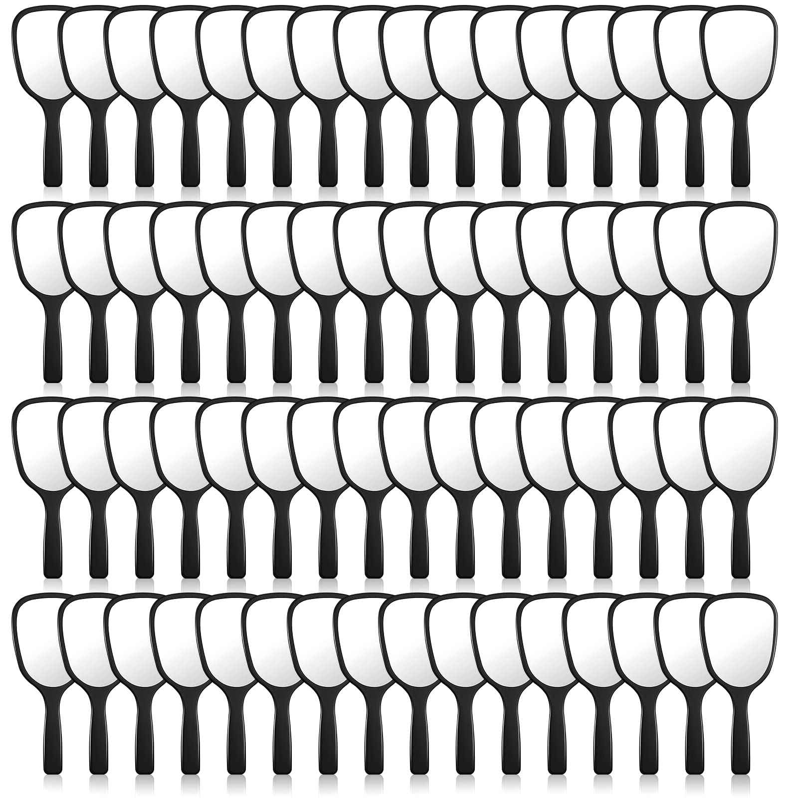 Namalu 60 Pcs 7.08 x 3.14 Inch Hand Handheld Mirror with Handle Plastic Compact Travel Makeup Cosmetic Mirror Small Personal Portable Hand Held Mirror for Home Vanity Camping (Black)