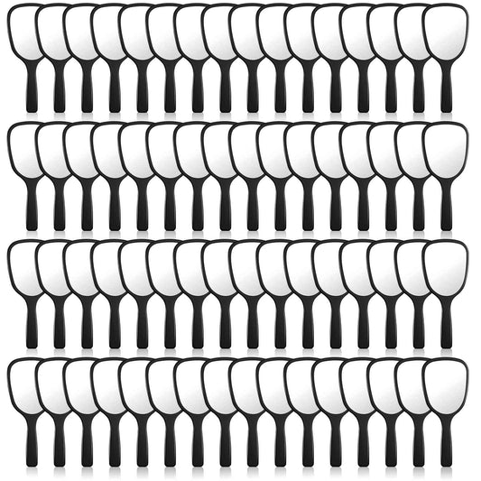 Namalu 60 Pcs 7.08 x 3.14 Inch Hand Handheld Mirror with Handle Plastic Compact Travel Makeup Cosmetic Mirror Small Personal Portable Hand Held Mirror for Home Vanity Camping (Black)