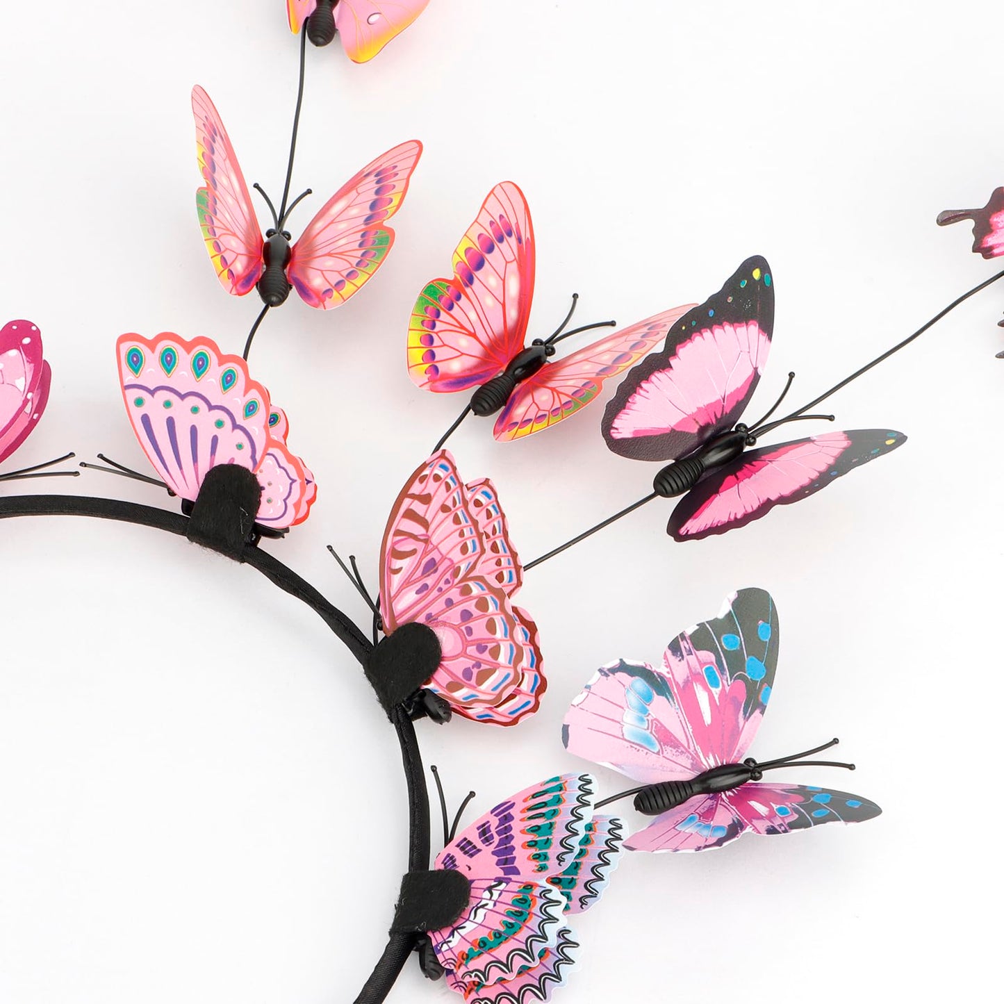 COCIDE Butterfly Headpieces: Hair Clips, Headbands, Flower Crown, Fascinator, and Antenna Hair Band for Women, Girls, and Halloween Cosplay (Pink)