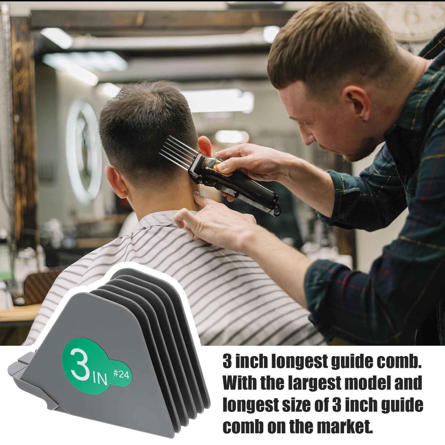 8pcs 3 Inches Hair Clipper Guards,Gray Hair Clipper Combs Guides,1 & 1/4" 1 & 1/2" 2",# NO.16 NO.12 NO.10 Compatible with Wahl Most Hairs Clippers