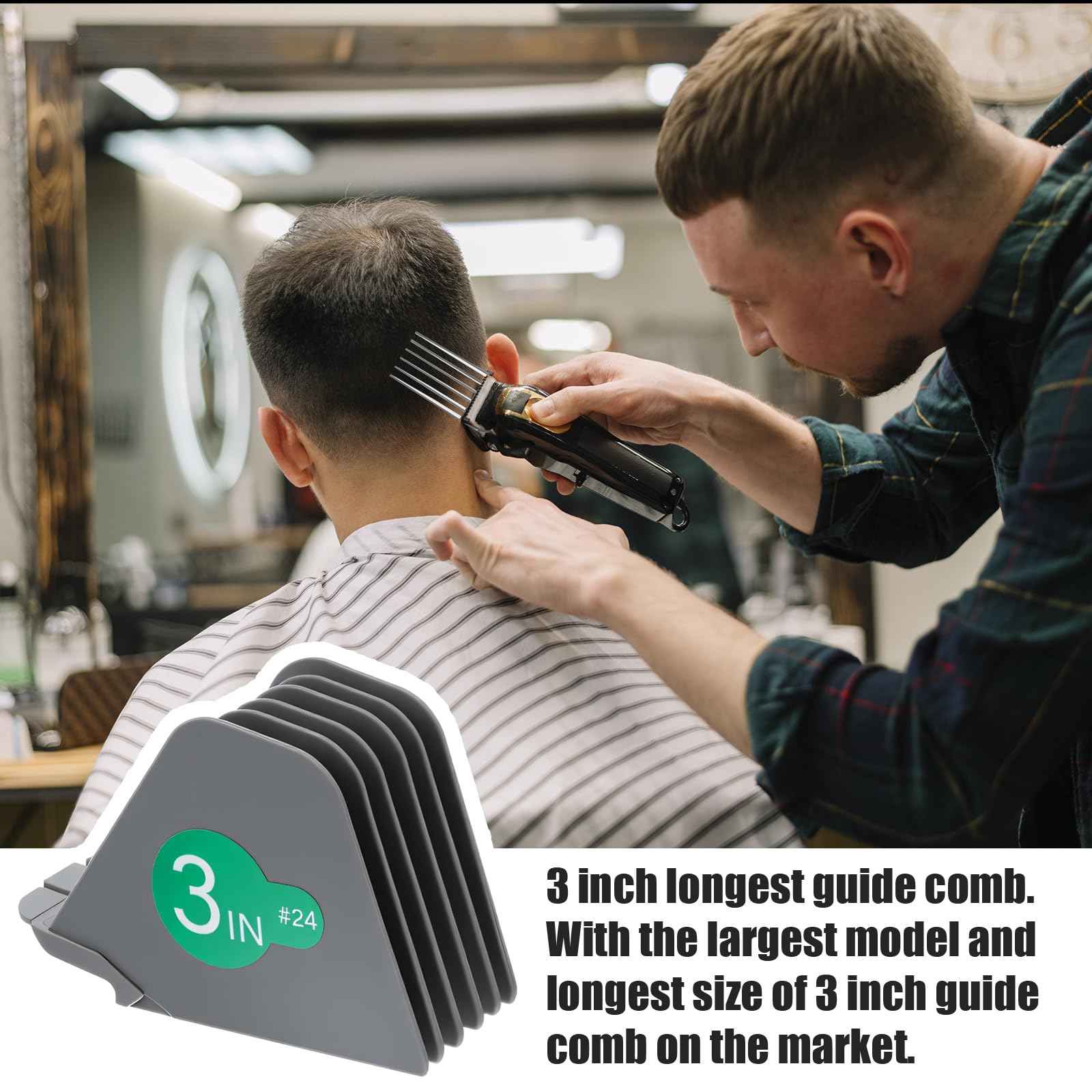 8pcs 3 Inches Hair Clipper Guards,Gray Hair Clipper Combs Guides,1 & 1/4" 1 & 1/2" 2",# NO.16 NO.12 NO.10 Compatible with Wahl Most Hairs Clippers