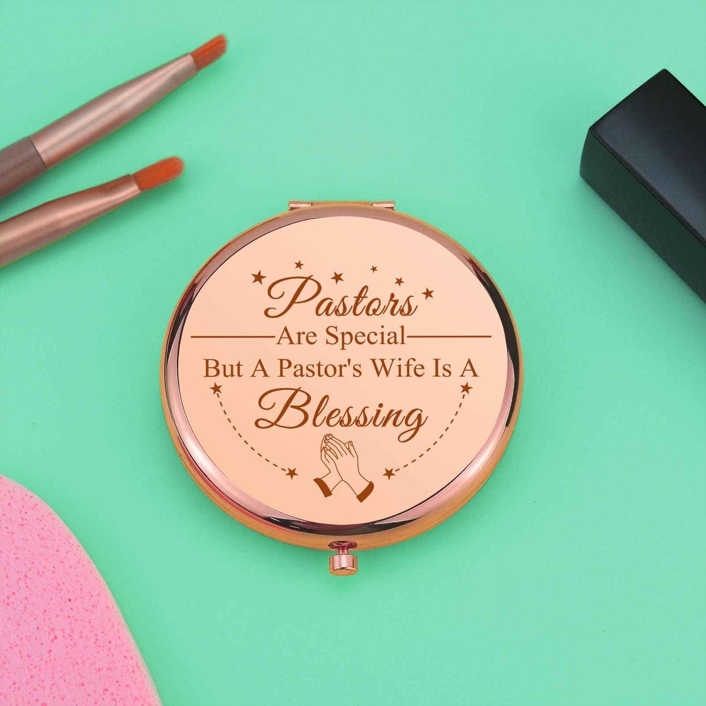 Pastor Wife Appreciation Gifts Thanks You Gift Compact Makeup Mirror for Her Religious Gift for Minister's Wife Inspirational Gifts Folding Makeup Mirror for Pastor Wife Birthday Thanksgiving