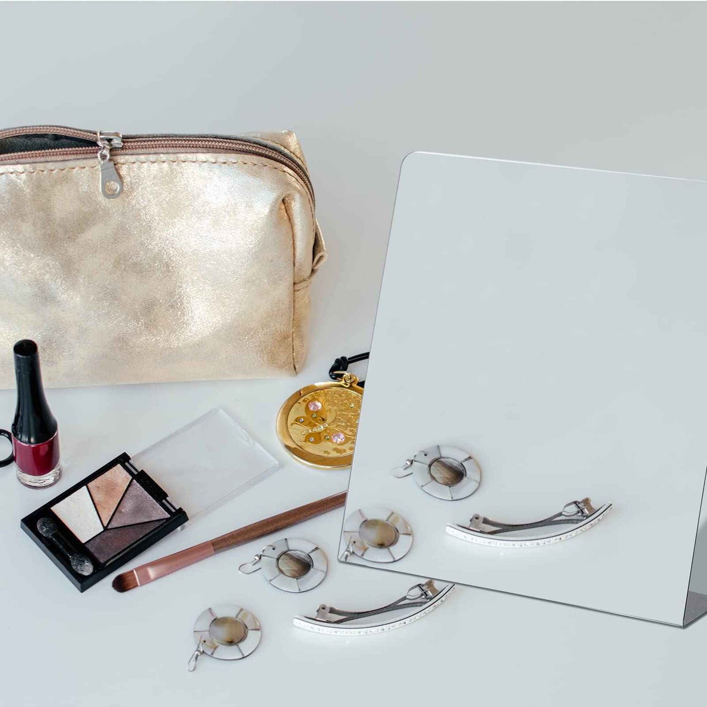 Amyhill 4 Pcs Counter Top Mirror Freestanding Mirror Single Sided Acrylic Desk Glass for Tabletop Bedroom, Office, Bathroom, Dorm, Home (8.5 x 11 Inch)