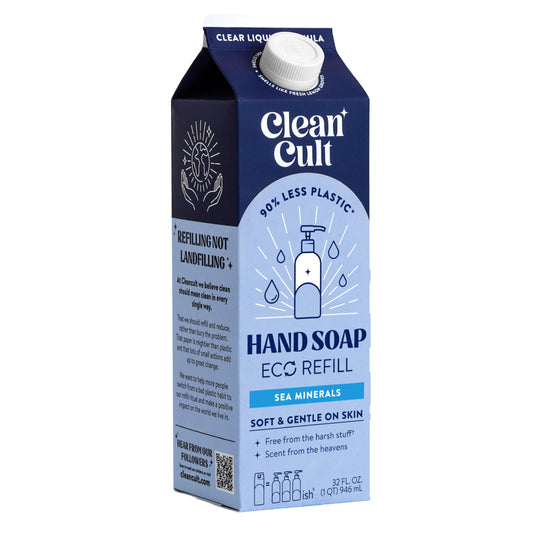 Cleancult Liquid Hand Soap Refill - Sea Minerals - Gentle On Sensitive Skin - Made with Aloe Vera & Essential Oils - Eco Friendly - Paper-Based Packaging - 32 oz/1 Pack