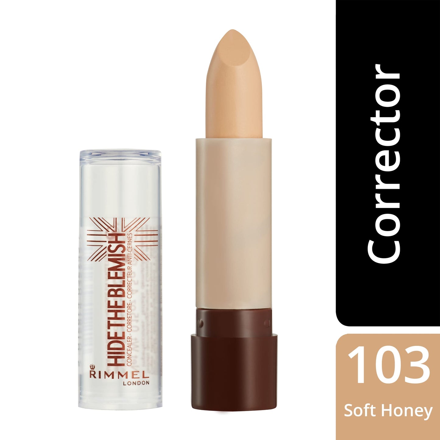 Rimmel London Hide the Blemish - 103 Soft Honey - Concealer Stick, Ultra-Creamy, Easy to Blend, 5-Hour Wear, 0.16oz