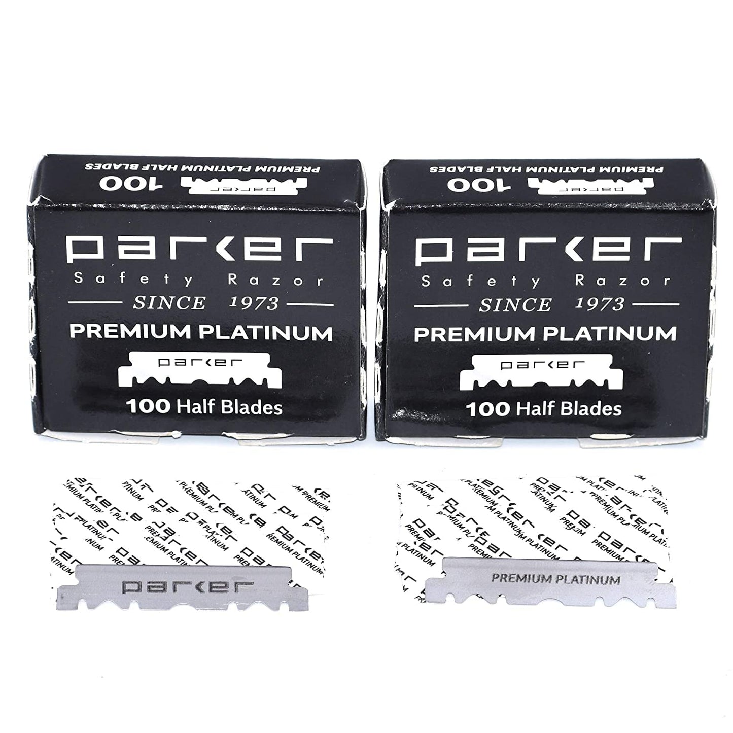 Parker Premium Platinum 1/2 Blades, 200 Count **, For Professional Barber Razors, Shavette Razors and Disposable Blade Straight Razors that accept Half of a Double Edge Razor Blade