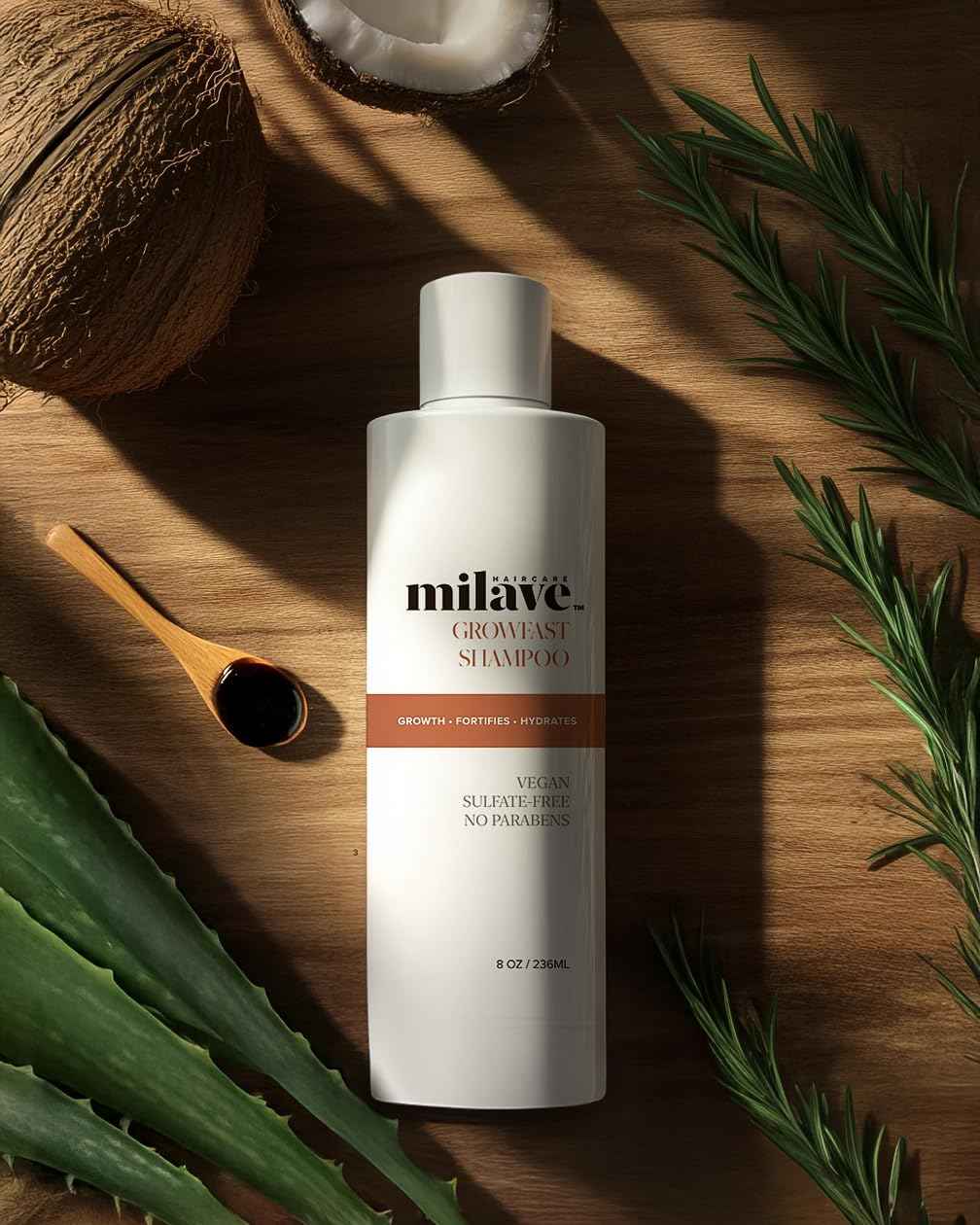 Milave Growfast Shampoo, Strengthens Hair, Combats Hair Loss with Procapil™, Vegan, Sulfate & Paraben Free, Color Safe (8 fl. oz.)