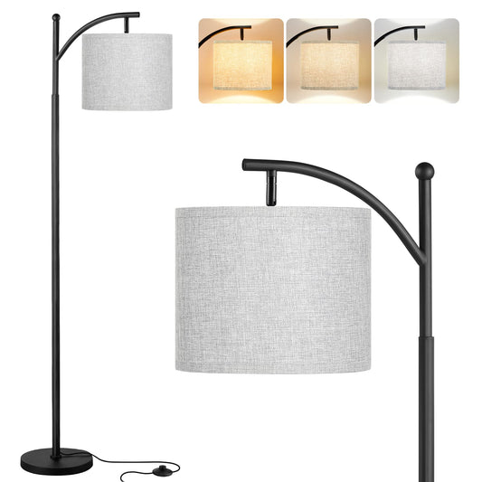 Ambimall Floor Lamps for Living Room with 3 Color Temperatures, Standing Lamp Tall with Adjustable Grey Shade, Tall Lamps for Living Room Bedroom Office Classroom Dorm Room, 9W Bulb Included