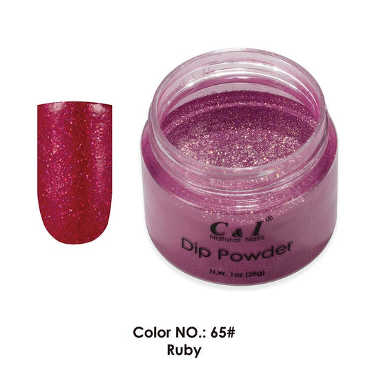 C&I Dip Powder, Color No. 65 Ruby, for Nail Color, 1 oz / 28 g, pearl shine color system