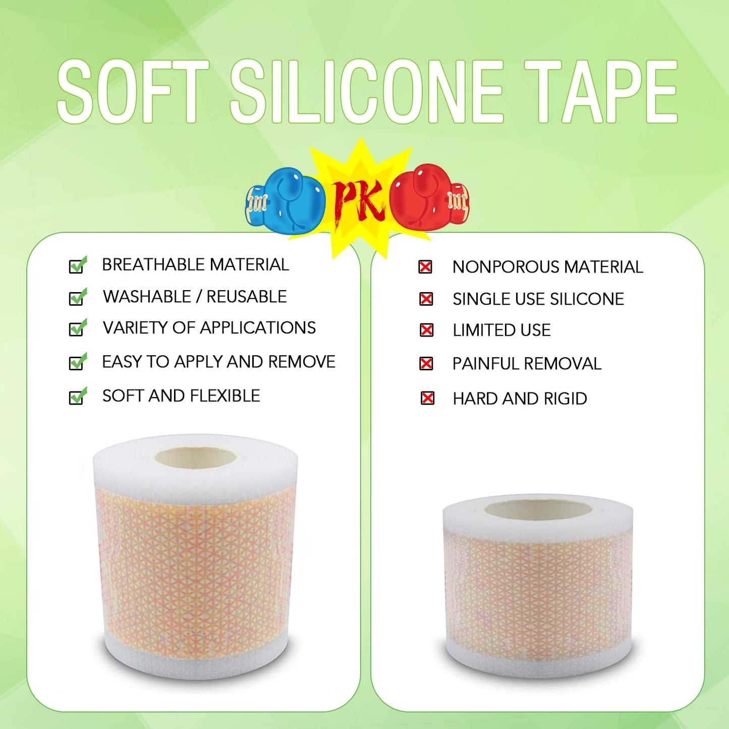 Medical Grade Soft Silicone Gel Tape (1.6” x 60”) for Scar Removal Sheets Scar Tape Painless Easy Removal For Surgery Recovery Breast Neck Nose (1.6” x 60” Roll)