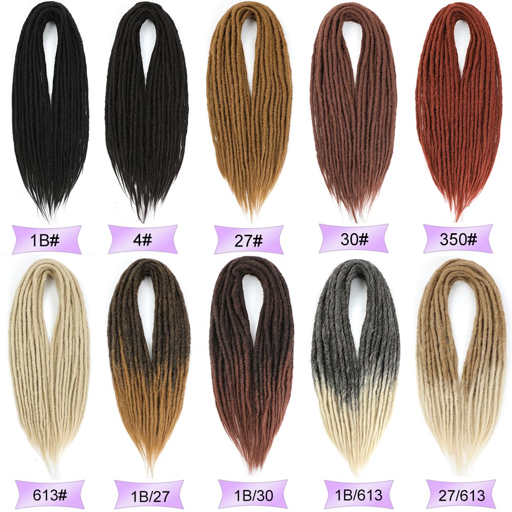 BUFENGSUN Straight Dreads Synthetic Double Ended Dreadlock Extensions 24inches 5 Strands Width 1.2cm Soft DE Dreadlocks Extensions for Women (5 Strands, #350)